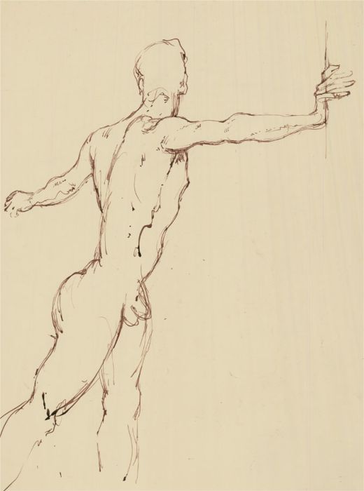 Lewis Davis (1910-1979) - Mid 20th Century Pen and Ink Drawing, Nude in Motion