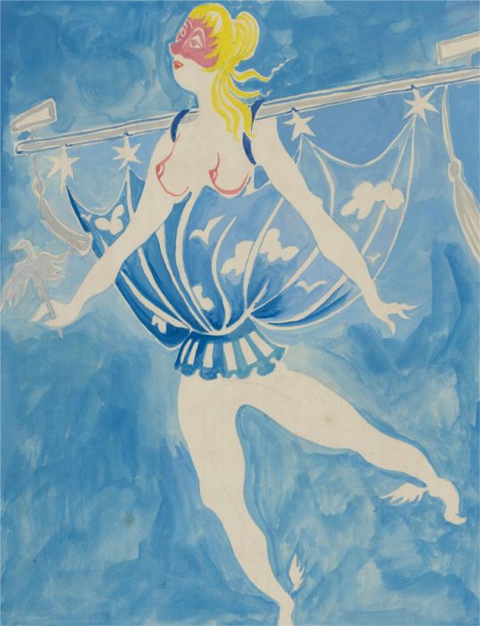 Mircea Marosin (1921-2007) - Mid 20th Century Gouache, Lady in Blue