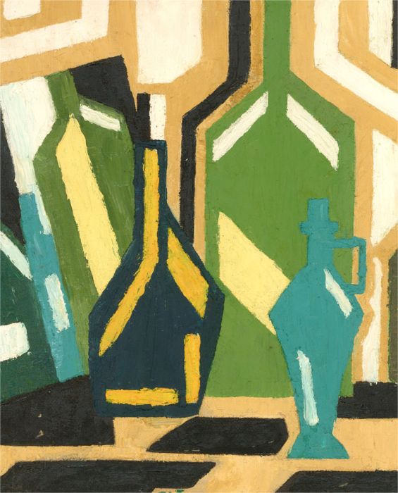 Thelma Smith - 1976 Oil, Angled Decanters