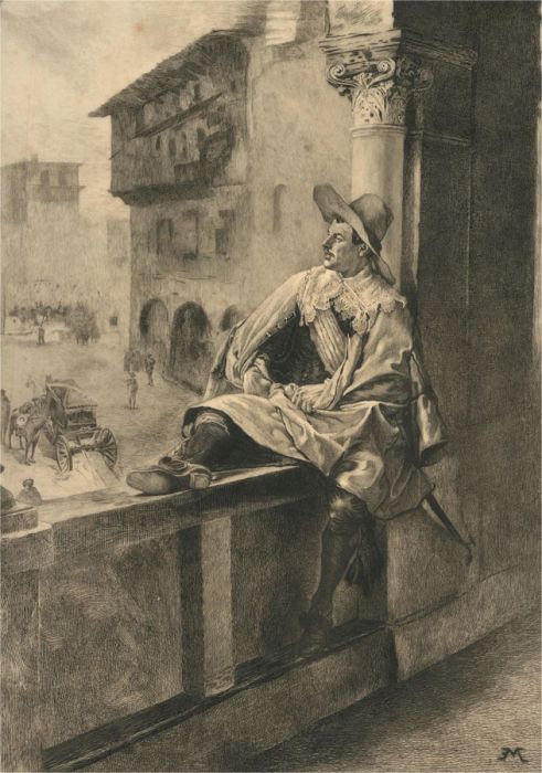 Pierre Gustave Taverne (b.1861) after Meissonier - 1905 Etching, On the Terrace