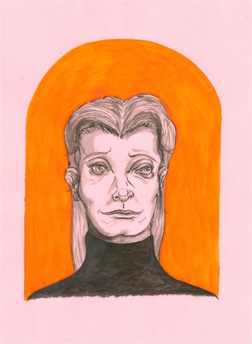 Isabelle Mulvany - 2018 Pen and Ink Drawing, Woman In Pink And Orange