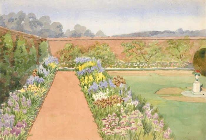 Raymond Turner Barker (1872-1945) - 1931 Watercolour, Walled Garden