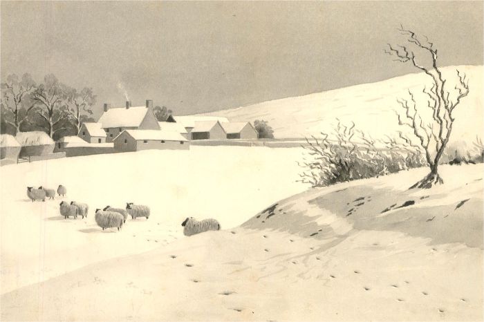 Raymond Turner Barker (1872-1945) - 1914 Watercolour, Winter Landscape