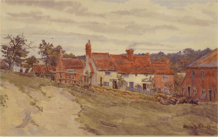 Bessie Joy Spiers (1843-1901) - 1856 Watercolour, Buckinghamshire Village