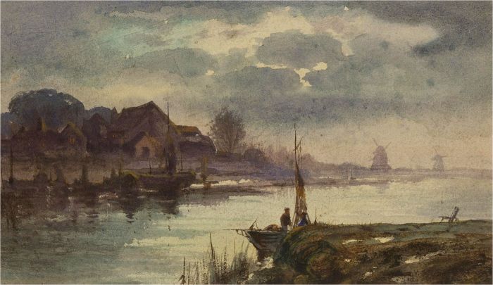 Late 19th Century Watercolour - Harbour at Dusk