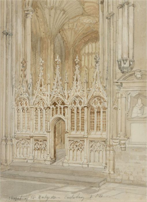 Mid 20th Century Watercolour - Chapel of the Martyrdom, Canterbury Cathedral