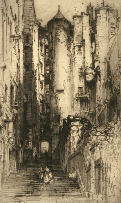 Hedley Fitton RE (1857-1929) - 1912 Etching, Advocates Close, Edinburgh