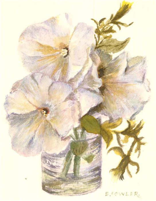 E. Fowler - Contemporary Watercolour, White Flowers