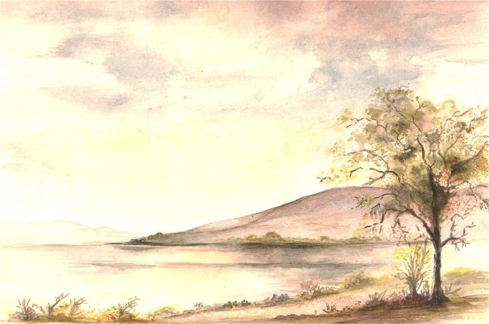 E. Fowler - Contemporary Watercolour, Lake Scene