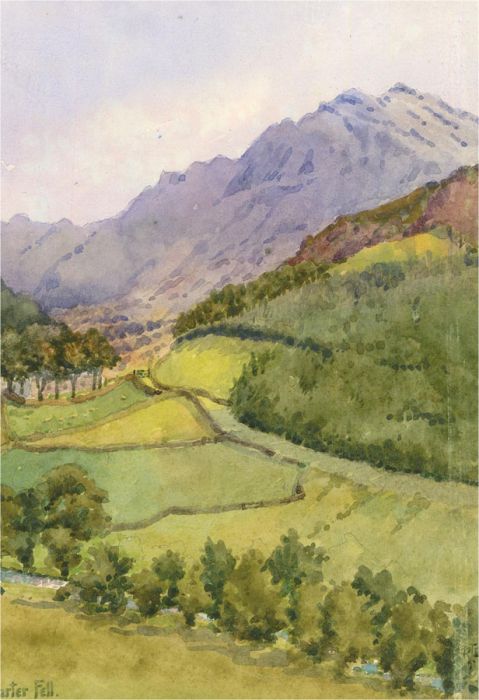 Raymond Turner Barker (1872-1945) - Watercolour, Harter Fell, Lake District