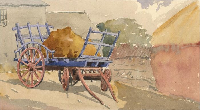 Raymond Turner Barker (1872-1945) - 1913 Watercolour, Wagon at Trevalga