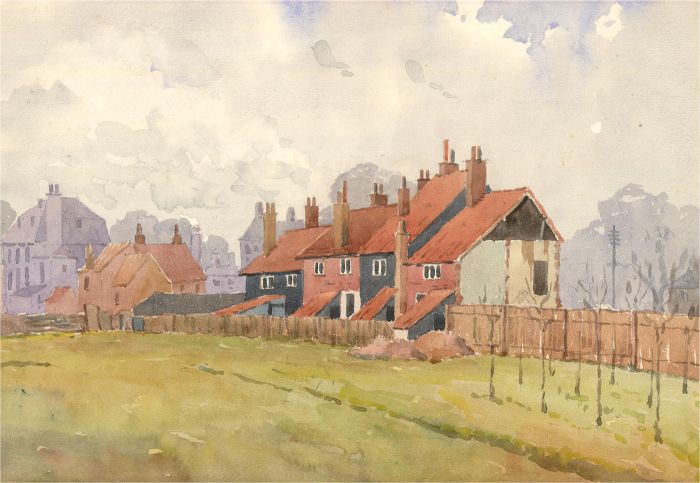 Raymond Turner Barker (1872-1945) - 1913 Watercolour, Row of Cottages