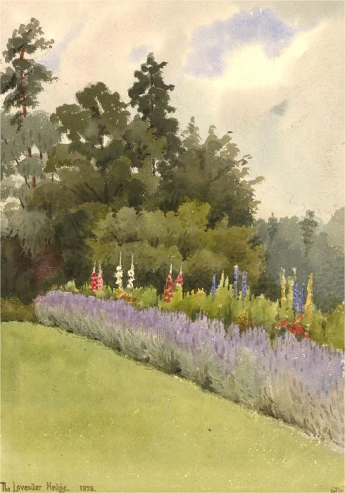 Raymond Turner Barker (1872-1945) - 1925 Watercolour, The Lavender Hedge