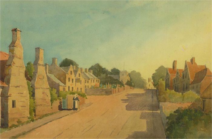 Raymond Turner Barker (1872-1945) - Watercolour, Village Street