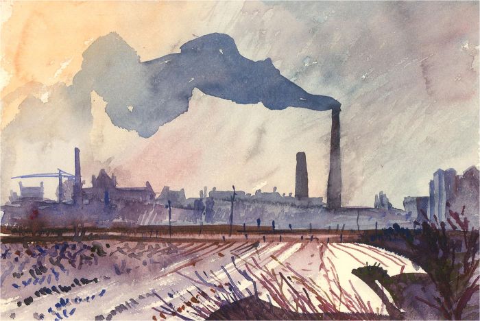 Fyffe Christie (1918-1979) - Mid 20th Century Watercolour, Smokey Chimney