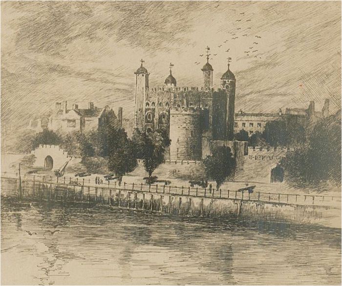 Arthur L. Cherry - Early 20th Century Etching, Tower Of London
