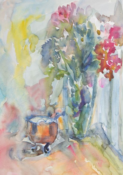 Annelise Firth (b.1961) - Contemporary Watercolour, Abstract Vase and Pot