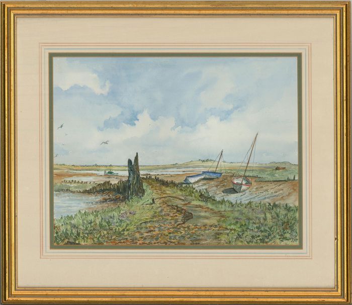 Barbara Ginn - 1994 Watercolour, Brancaster Staithe, Norfolk
