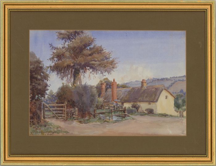 James Penniston Barraclough ROI (1890-1942) - 1919 Watercolour, Country Cottage
