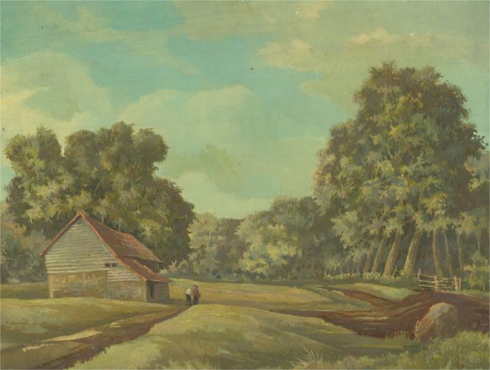 Bernard Robinson (1912-1970) - 1966 Oil, Meeting at the Barn