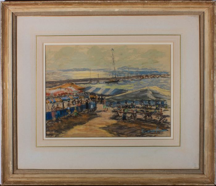 Scott Brown  - 1982 Pastel, The Market at Le Lavandou