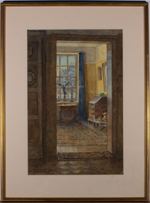 Lilian Dixon - 1949 Watercolour, Interior Scene