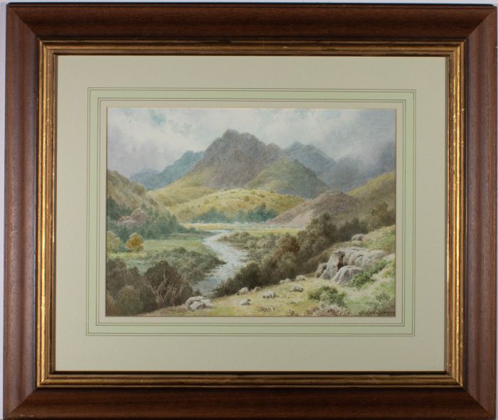 Herbert George (fl.1906-1939) - Watercolour, Mountainous Valley