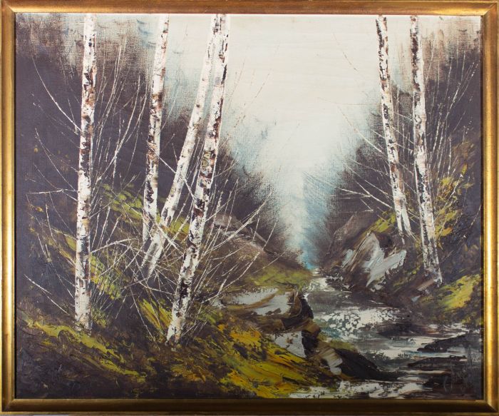 20th Century Oil - Silver Birch In Winter