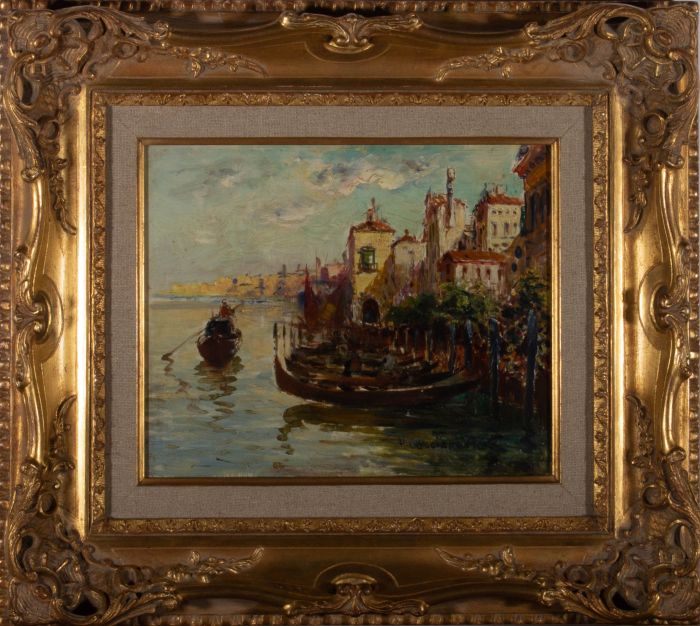c. 1930 Oil - Gondolas In Venice