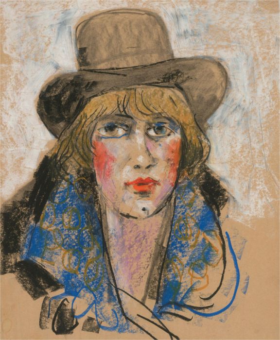 Peter Collins ARCA - Mid 20th Century Pastel, Woman in a Top Hat