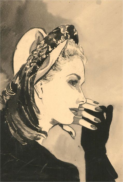 Violet Birch - Mid 20th Century Watercolour, Fashionable Young Woman