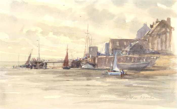 John Neale - 20th Century Watercolour, A Harbour Scene