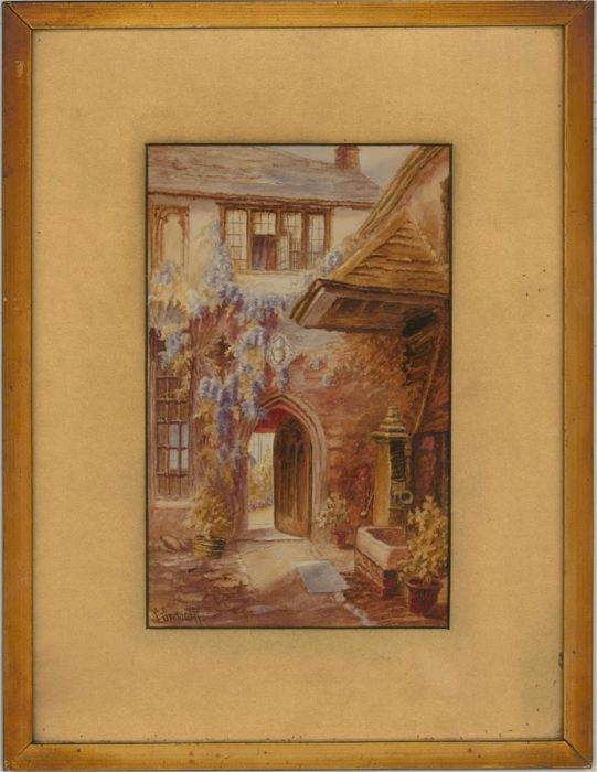 L. Endacott - Early 20th Century Watercolour, Old Courtyard in Close, Exeter