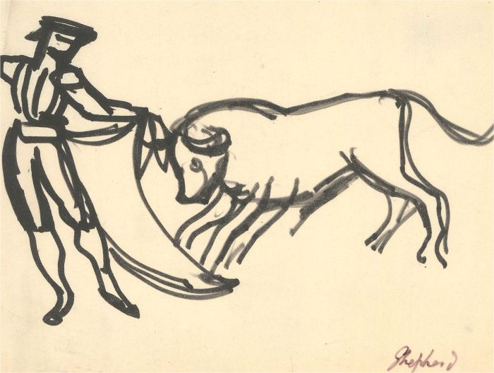 Sidney Horne Shepherd (1909-1993) - Signed Pen and Ink Drawing, The Bullfighter