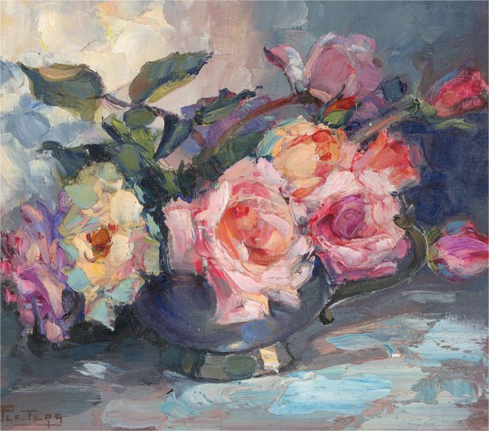 Peters - 20th Century Oil, Impasto Roses