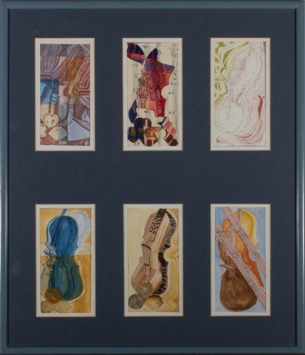 Madeleine Eyland-Legrain (1930-2021) - 20th Century Watercolour, Six Violins
