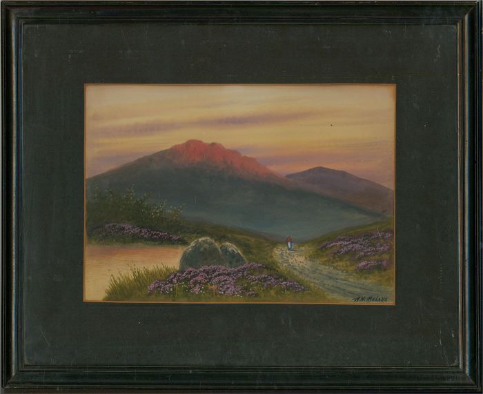 W.H. McLane - Early 20th Century Watercolour, Dusk in the Mountains