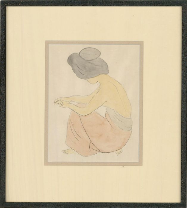 Attrib. Vitty A. Mattus (1914-2014) - Watercolour, A Geisha Girl Seated