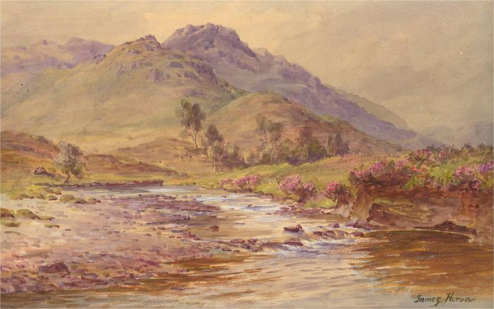 James Heron (fl.1878-1919) - Late 19th Century Watercolour, Riverbank of Heather