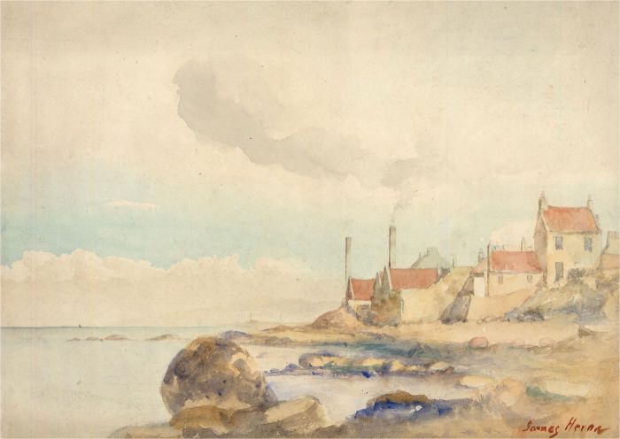 James Heron (fl.1878-1919) - Late 19thC Watercolour, Salt Pans, Portobello, Edinburgh