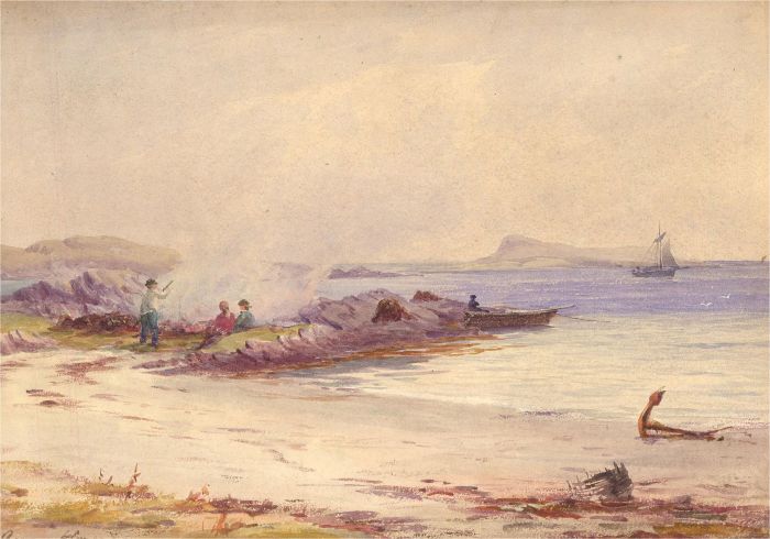 James Heron (fl.1878-1919) - Late 19th Century Watercolour, Bonfire on the Beach