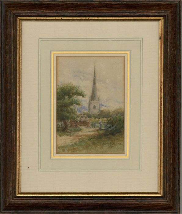 Annie B. Rawlins - 1899 Watercolour, Village Church