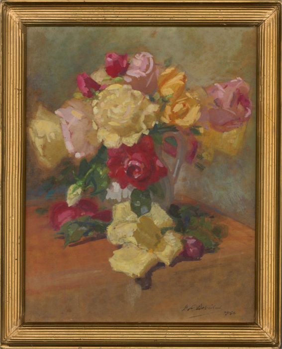 1956 Gouache - Jug Of Spray Roses