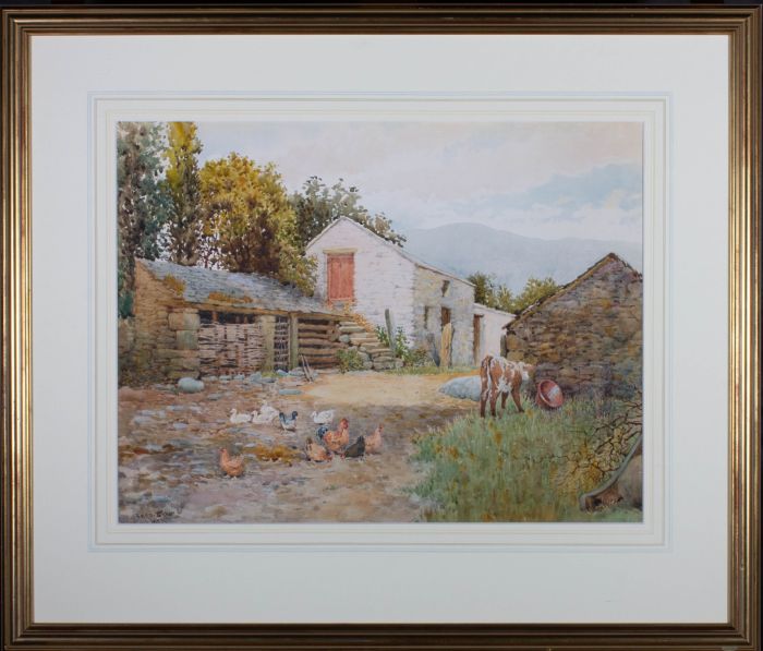 Fred Shaw (1848-1923) - 1883 Watercolour, Farmyard Scene