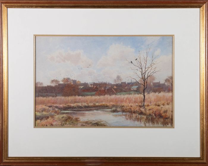 Robert Octavius Rickatson (1856-1941) - Watercolour, Village in Autumn