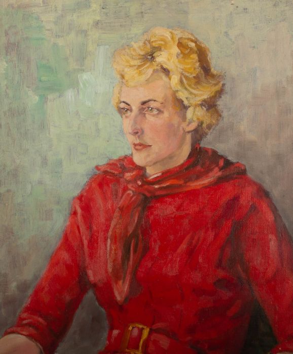 Mid 20th Century Oil - Lady In Red