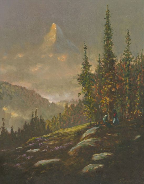 Payton - Early 20th Century Oil, Distant Matterhorn Mountain