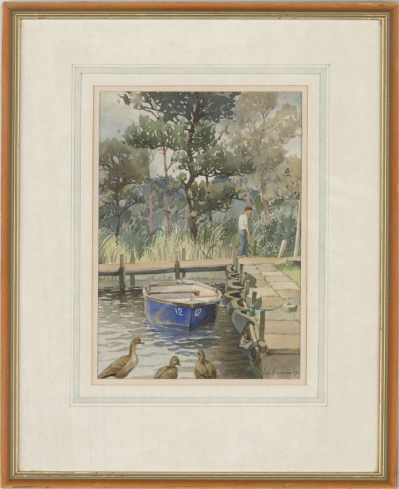 Iris Francis - 1988 Watercolour, Broads Jetty