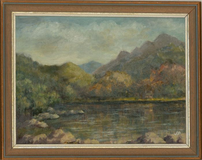 John Platts  - Early 20th Century Oil, Llyn Dinas, Snowdonia