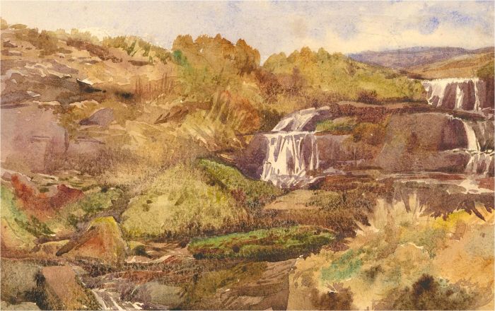 Early 20th Century Watercolour - Waterfalls